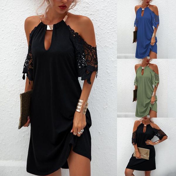 casual dresses summer dress 2021 women's solid color lace sleeve halter neck strapless plus size women clothing, Black;gray
casual dresses summer dress 2021 women's solid color lace sleeve halter neck strapless plus size women clothing, Black;gray
