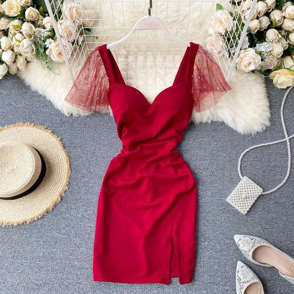 casual dresses women's summer 2021 fashion v neck backless pleated short slim split dress solid color vintage vestidos n020, Black;gray
casual dresses women's summer 2021 fashion v neck backless pleated short slim split dress solid color vintage vestidos n020, Black;gray