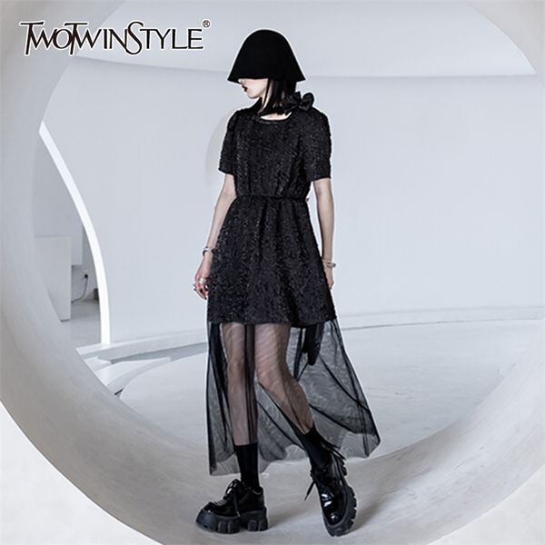 elegant solid dress for women o neck short sleeve high waist patchwork mesh midi dresses female summer fashion 210520, Black;gray
elegant solid dress for women o neck short sleeve high waist patchwork mesh midi dresses female summer fashion 210520, Black;gray
