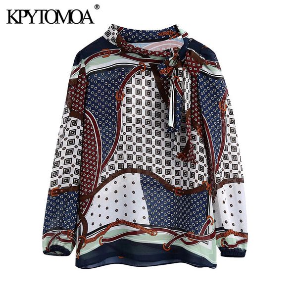 women fashion with bow chains print loose blouses vintage high neck long sleeve female shirts blusas chic 210416, White 
women fashion with bow chains print loose blouses vintage high neck long sleeve female shirts blusas chic 210416, White