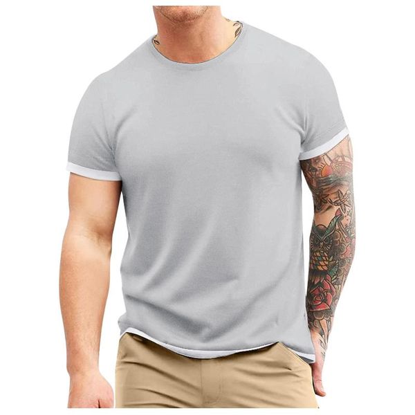 men's t-shirts 25# casual cotton t-shirt solid short sleeve fake two piece shirts o-neck tee summer plus size streetwear, White;black
men's t-shirts 25# casual cotton t-shirt solid short sleeve fake two piece shirts o-neck tee summer plus size streetwear, White;black