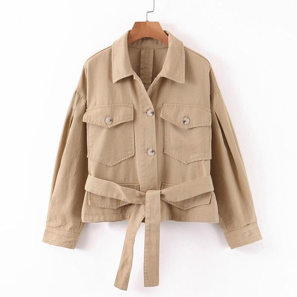 women's jackets stylish chic khaki tie belt women fashion turn down collar coats elegant ladies pockets outerrwear casual casaco, Black;brown
women's jackets stylish chic khaki tie belt women fashion turn down collar coats elegant ladies pockets outerrwear casual casaco, Black;brown