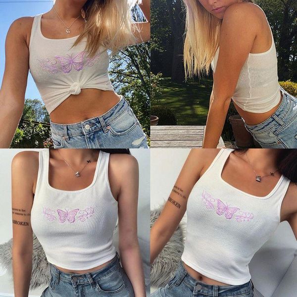 women's tanks & camis women sleeveless crop ribbed u-neck purple butterfly embroidery slim vest y1qd, White
women's tanks & camis women sleeveless crop ribbed u-neck purple butterfly embroidery slim vest y1qd, White