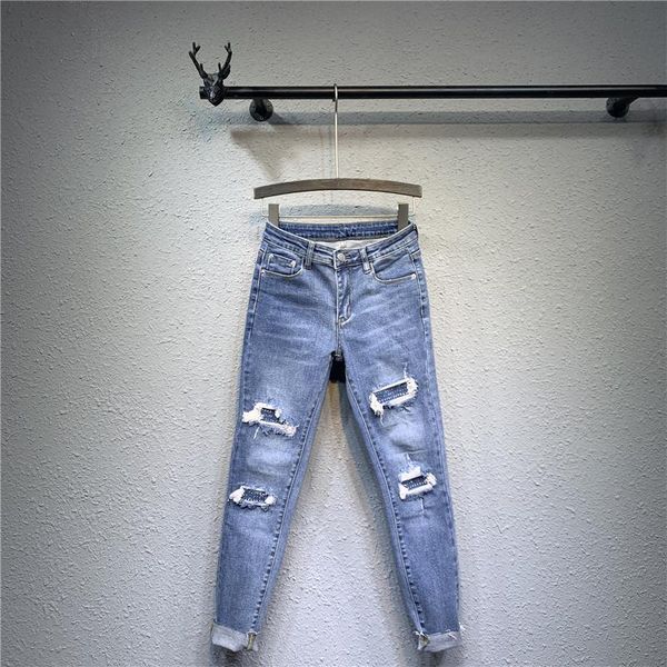 women's jeans heavy industry drilling ripped 2021 spring european goods high-waist stretch denim pants ankle-length jean, Blue
women's jeans heavy industry drilling ripped 2021 spring european goods high-waist stretch denim pants ankle-length jean, Blue