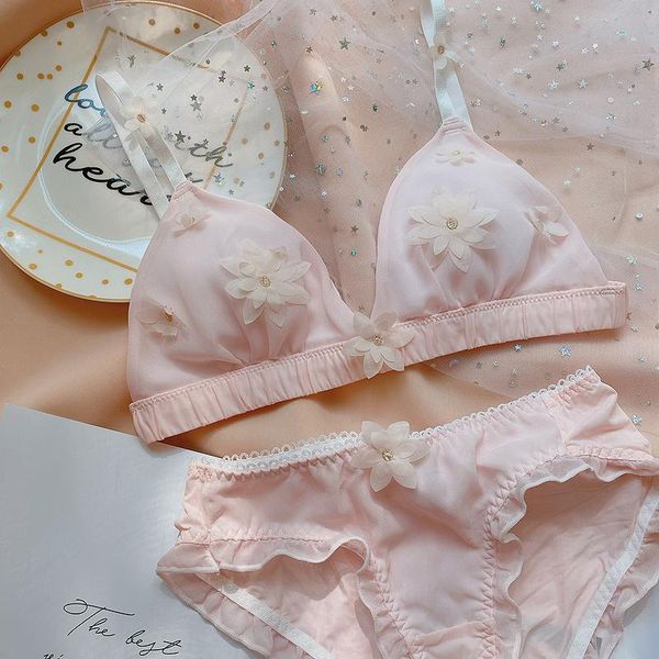 bras sets japanese sweet underwear set cute flower chiffon bra & panties young girl student ruffle princess kawaii intimates, Red;black
bras sets japanese sweet underwear set cute flower chiffon bra & panties young girl student ruffle princess kawaii intimates, Red;black