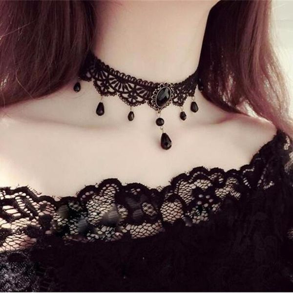 chokers gothic crystal tassel tattoo necklaces for woman collar black white lace clavicle chain fashion wedding jewelry accessor, Golden;silver
chokers gothic crystal tassel tattoo necklaces for woman collar black white lace clavicle chain fashion wedding jewelry accessor, Golden;silver