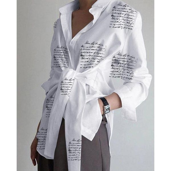 women's blouses & shirts fashion elegant womens long sleeve letters print tie front shirt office lady blusas, White
women's blouses & shirts fashion elegant womens long sleeve letters print tie front shirt office lady blusas, White