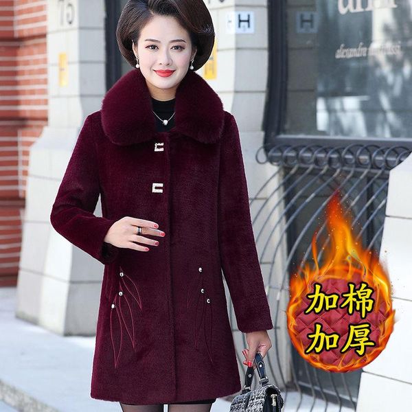 women's wool & blends large size woolen coat turn-over collar slim fit autumn winter thickened style middle-aged elderly embroidered cl, Black
women's wool & blends large size woolen coat turn-over collar slim fit autumn winter thickened style middle-aged elderly embroidered cl, Black