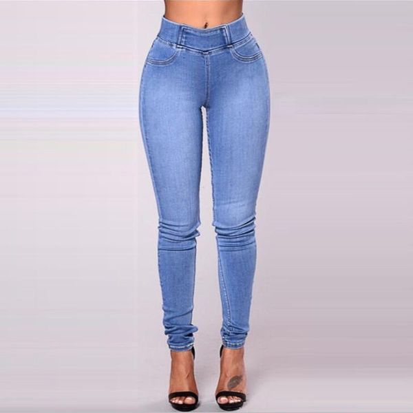 women's plain elastic waist straight-barrel trousers tight jeans pure color fashion design pencil pants, Blue
women's plain elastic waist straight-barrel trousers tight jeans pure color fashion design pencil pants, Blue