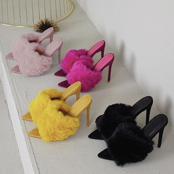 flip flop european and american real rabbit fur women's slippers summer pointed furry thin ultra-high heels, Black
flip flop european and american real rabbit fur women's slippers summer pointed furry thin ultra-high heels, Black