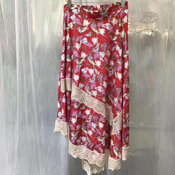retro print ladies midi skirt lace stitching irregular hem casual wild lady skirts, Black
retro print ladies midi skirt lace stitching irregular hem casual wild lady skirts, Black