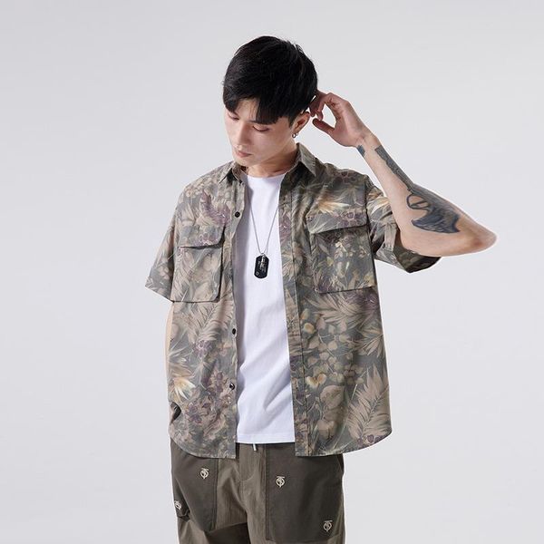 men's casual shirts japanese retro flower shirt short-sleeved summer tooling loose tide brand camisas para hombre, White;black
men's casual shirts japanese retro flower shirt short-sleeved summer tooling loose tide brand camisas para hombre, White;black