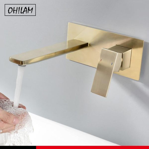 luxury wall mount bathroom sink faucet brush gold single handle square brass basin mixer taps bathtub faucets
luxury wall mount bathroom sink faucet brush gold single handle square brass basin mixer taps bathtub faucets
