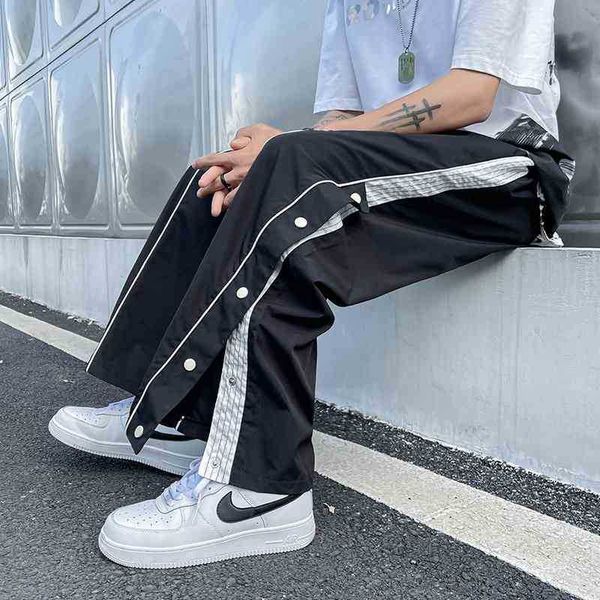 High street breasted men' summer fashion brand Street hip hop straight tube loose casual student wide leg sports pants, Black
High street breasted men' summer fashion brand Street hip hop straight tube loose casual student wide leg sports pants, Black