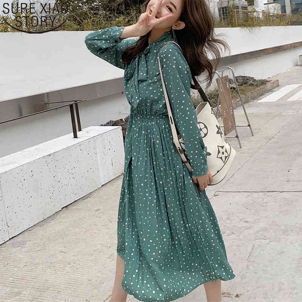 pleated dot bow neck women autumn korean chiffon high waist long sleeve casual midi party dress vestidos 7724 50 210417, Black;gray
pleated dot bow neck women autumn korean chiffon high waist long sleeve casual midi party dress vestidos 7724 50 210417, Black;gray