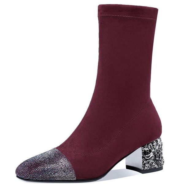 boots 2021 winter women slip on short round toe chunky heel ladies casual shoes stretch fabric all match elastic ankle, Black
boots 2021 winter women slip on short round toe chunky heel ladies casual shoes stretch fabric all match elastic ankle, Black