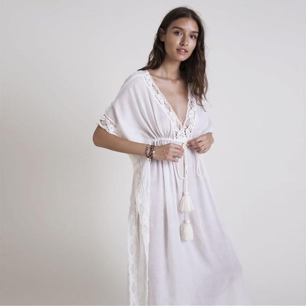 women summer elegant irregular v-neck chiffon tunic solid bathing suits mini dress loose pareo cover ups women's swimwear, White;black
women summer elegant irregular v-neck chiffon tunic solid bathing suits mini dress loose pareo cover ups women's swimwear, White;black