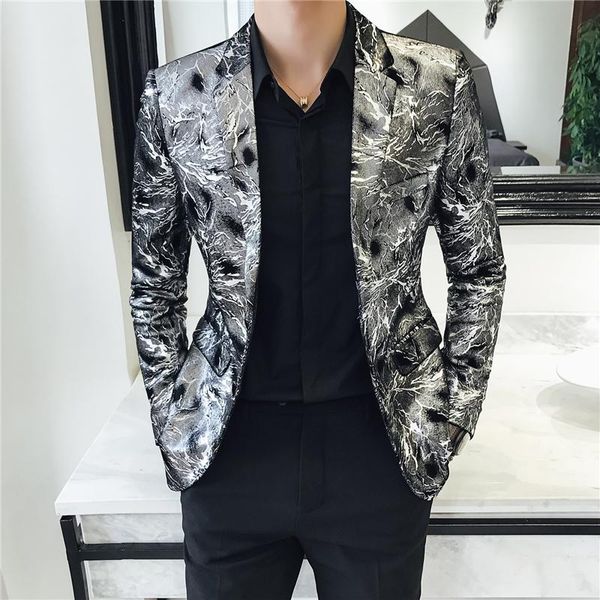 men's suits & blazers print cloth mens blazer for singer prom stage slim fit men suit jacket two buttons notched lapel male coat mj008, White;black
men's suits & blazers print cloth mens blazer for singer prom stage slim fit men suit jacket two buttons notched lapel male coat mj008, White;black