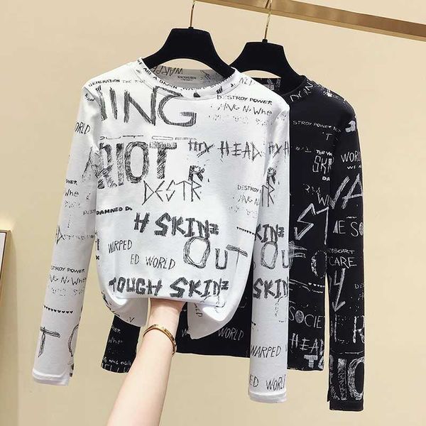 spring autumn harajuku print t shirt o-neck punk letter tshirt print casual long sleeve streetwear women 210604, White
spring autumn harajuku print t shirt o-neck punk letter tshirt print casual long sleeve streetwear women 210604, White