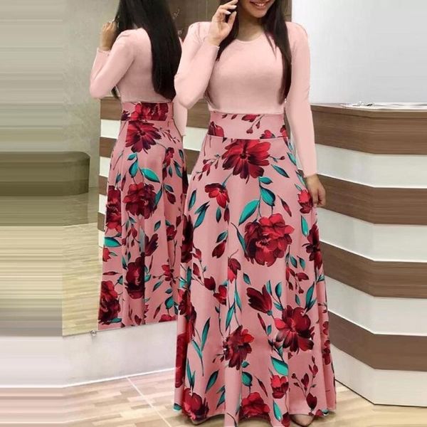 women autumn dress casual long sleeve splice boho floral print maxi o-neck bandage elegant dresses vestidos, Black;gray
women autumn dress casual long sleeve splice boho floral print maxi o-neck bandage elegant dresses vestidos, Black;gray
