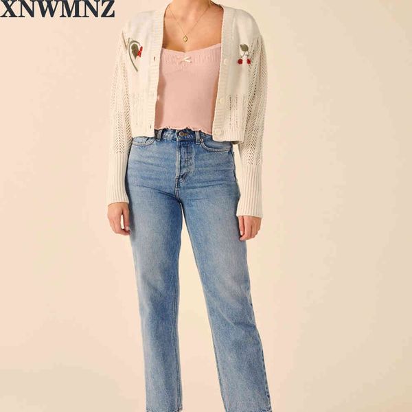 womens knitted cardigan hollow out long-sleeved v-neck cherry embroideried sweater autumn and winter short outwear coat 210510, White
womens knitted cardigan hollow out long-sleeved v-neck cherry embroideried sweater autumn and winter short outwear coat 210510, White