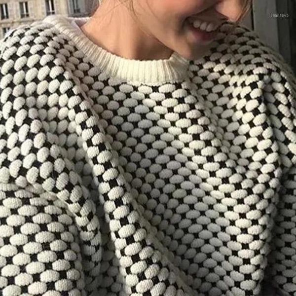 women's sweaters knitted dot o-neck pullover sweater casual thick long sleeve women 2021 autumn winter fashion chic lady kintwear, White;black
women's sweaters knitted dot o-neck pullover sweater casual thick long sleeve women 2021 autumn winter fashion chic lady kintwear, White;black