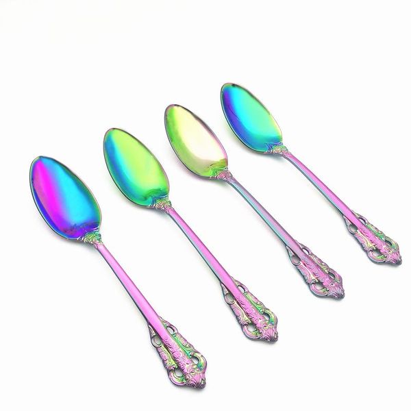 spoons rainbow stainless steel coffee tea dinner spoon sharp scoop court style dinnerware set hollow out handle 4pcs/set l16cm
spoons rainbow stainless steel coffee tea dinner spoon sharp scoop court style dinnerware set hollow out handle 4pcs/set l16cm