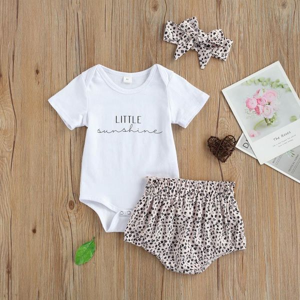 3pcs baby summer outfits, letter print short sleeves romper + leopard shorts headband for toddler girls, 0-18 months clothing sets, White
3pcs baby summer outfits, letter print short sleeves romper + leopard shorts headband for toddler girls, 0-18 months clothing sets, White