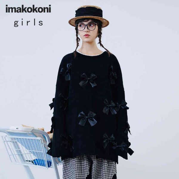imakoni sweater with original black bow for women, casual long sved sweater, loose, autumn, White;black
imakoni sweater with original black bow for women, casual long sved sweater, loose, autumn, White;black