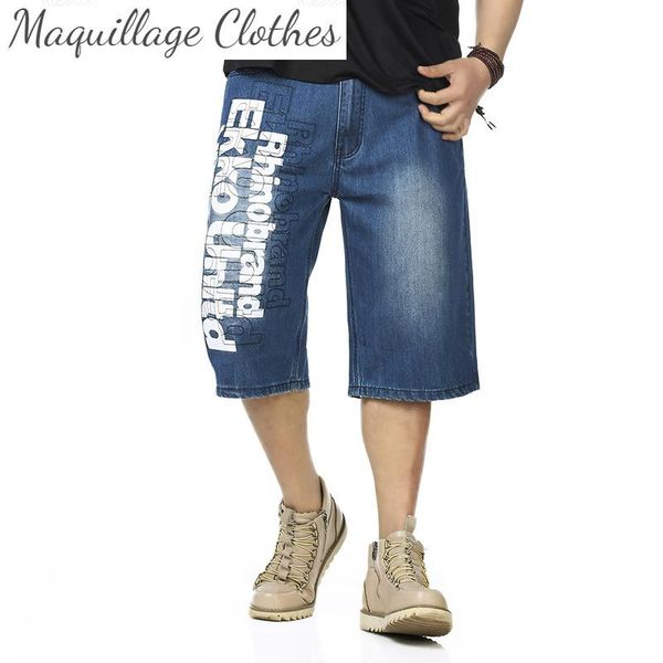 men summer skateboard denim shorts straight loose printed jeans for male plus size 30-46 hip hop men's, Blue
men summer skateboard denim shorts straight loose printed jeans for male plus size 30-46 hip hop men's, Blue