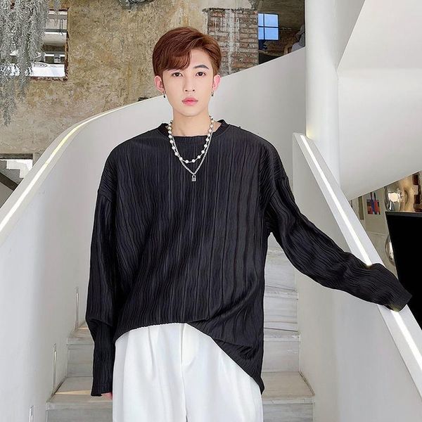 men's t-shirts o-neck pleated men's t-shirt korean casual fashion loose streetwear long-sleeved men, White;black
men's t-shirts o-neck pleated men's t-shirt korean casual fashion loose streetwear long-sleeved men, White;black
