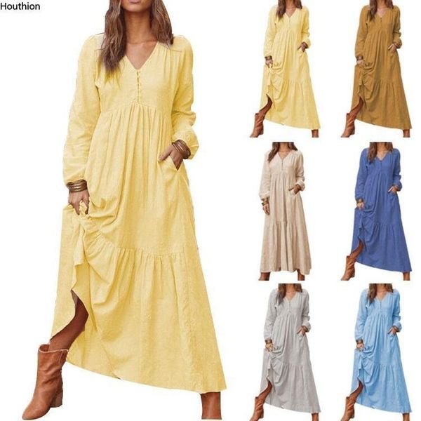 casual dresses long women's sleeve solid v-neck maxi dress loose fashion lantern ankle-length a-line, Black;gray
casual dresses long women's sleeve solid v-neck maxi dress loose fashion lantern ankle-length a-line, Black;gray