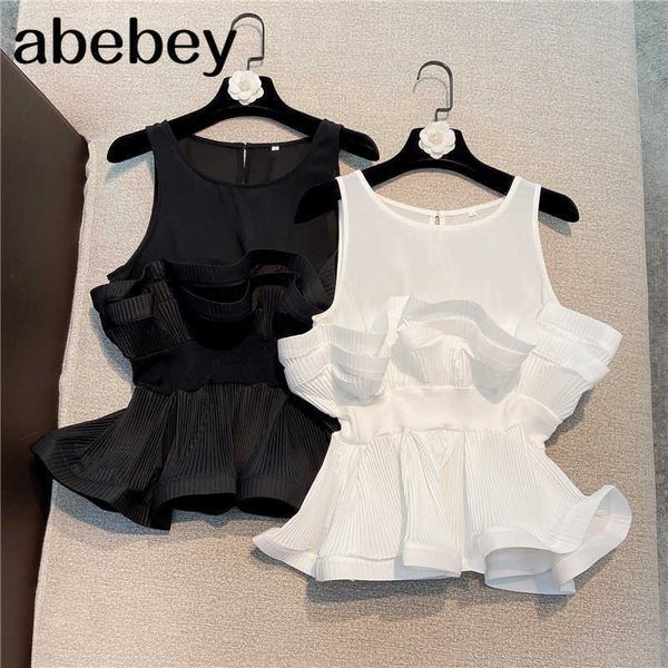 spring solid color sweet pleated ruffles patchwork shirt women sleeveless slim chiffon blouse for lady 210715, White
spring solid color sweet pleated ruffles patchwork shirt women sleeveless slim chiffon blouse for lady 210715, White