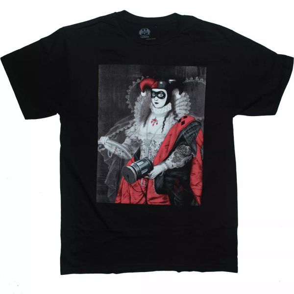 DC Comics Harley Quinn HARLEY ROYAL PAINTING T Shirt, White;black