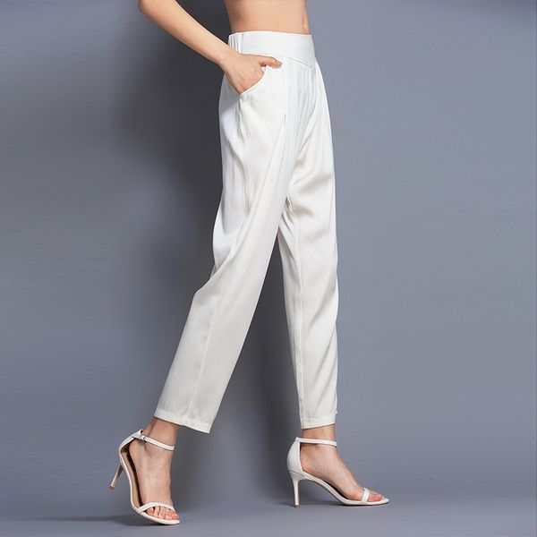 women's pants & capris summer silk elastic waist casual trousers loose straight solid pantalon femme outwear 7i5v, Black;white
women's pants & capris summer silk elastic waist casual trousers loose straight solid pantalon femme outwear 7i5v, Black;white