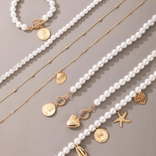 chains 6styles luxury pearl stone shell pendant necklace for women summer star heart chain choker bohemian jewelry gift, Silver
chains 6styles luxury pearl stone shell pendant necklace for women summer star heart chain choker bohemian jewelry gift, Silver
