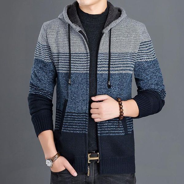 men's sweaters winter plush thickened color matching hooded sweater zipper cardigan jacket, White;black
men's sweaters winter plush thickened color matching hooded sweater zipper cardigan jacket, White;black