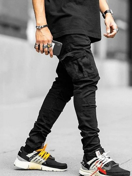 men flap pocket cargo jeans h9ey#, Blue