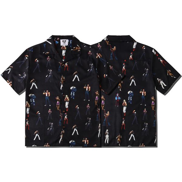 hip hop street creative men and women couples tide br spring summer boxing classic print loose lapel short sleeve shirt, Black
hip hop street creative men and women couples tide br spring summer boxing classic print loose lapel short sleeve shirt, Black