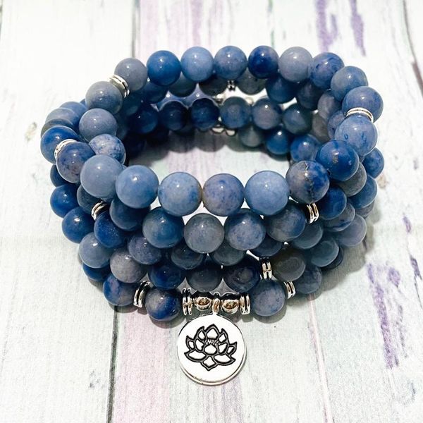 link, chain sn1395 design 8 mm blue aventurine 108 mala bracelet women`s lotus yoga necklace natural meditation japa mantra beads, Black
link, chain sn1395 design 8 mm blue aventurine 108 mala bracelet women`s lotus yoga necklace natural meditation japa mantra beads, Black