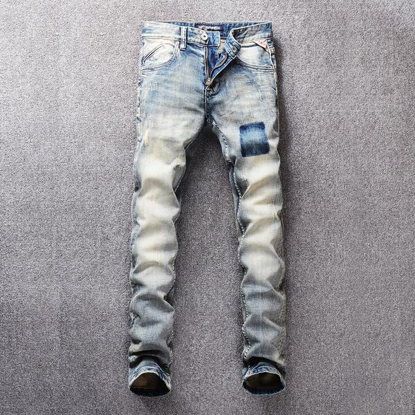 vintage designer 2021 men's jeans light color retro washed slim fit little elastic ripped for men classical homme, Blue
vintage designer 2021 men's jeans light color retro washed slim fit little elastic ripped for men classical homme, Blue