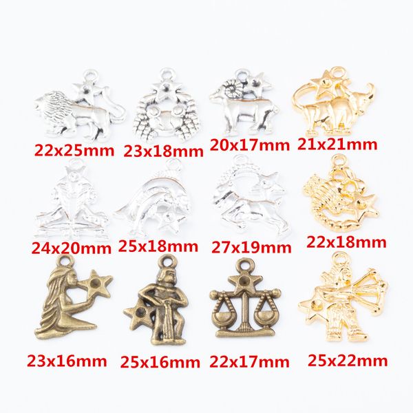 120 pcs vintage charms zodiac twelve constellations sign pendant fit bracelets necklace diy metal jewelry making, Bronze;silver
120 pcs vintage charms zodiac twelve constellations sign pendant fit bracelets necklace diy metal jewelry making, Bronze;silver
