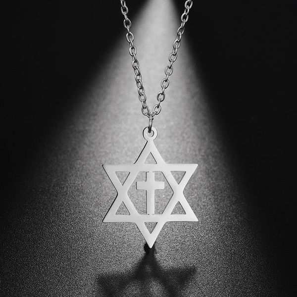 pendant necklaces vintage six pointed star fashion all-match cross necklace personality stainless steel couple punk geometric, Silver
pendant necklaces vintage six pointed star fashion all-match cross necklace personality stainless steel couple punk geometric, Silver