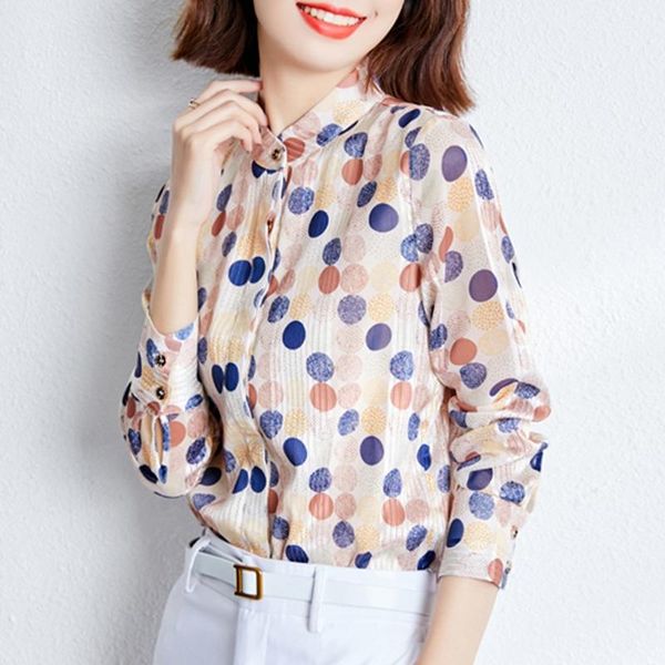 women's blouses & shirts fashion color ladies work polka dot chiffon shirt women blouse long sleeve stand collar striped female casual, White
women's blouses & shirts fashion color ladies work polka dot chiffon shirt women blouse long sleeve stand collar striped female casual, White