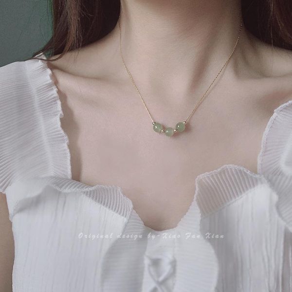 pendant necklaces 14k gold-clad non-fading hetian jade bead necklace female clavicle chain ins light luxury niche design, Silver
pendant necklaces 14k gold-clad non-fading hetian jade bead necklace female clavicle chain ins light luxury niche design, Silver