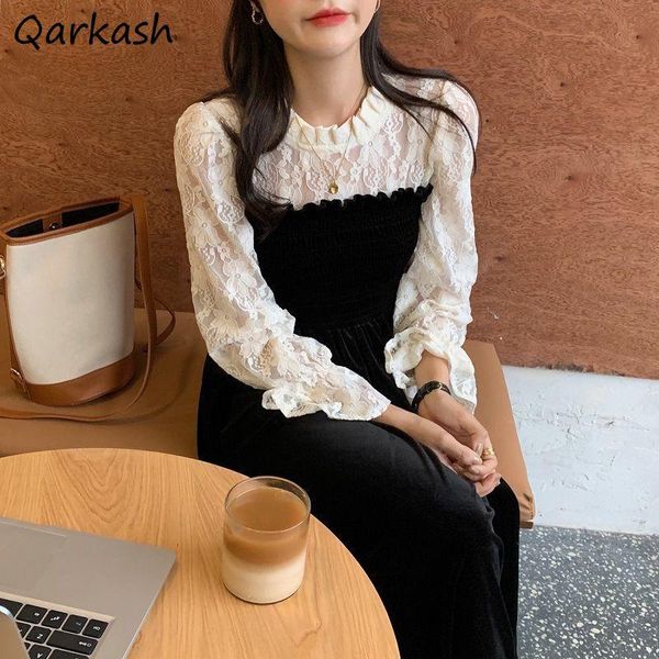 casual dresses retro women oversize velvet tunic tender lace spring soft classic charm flare sleeve patchwork vestidos ins, Black;gray
casual dresses retro women oversize velvet tunic tender lace spring soft classic charm flare sleeve patchwork vestidos ins, Black;gray