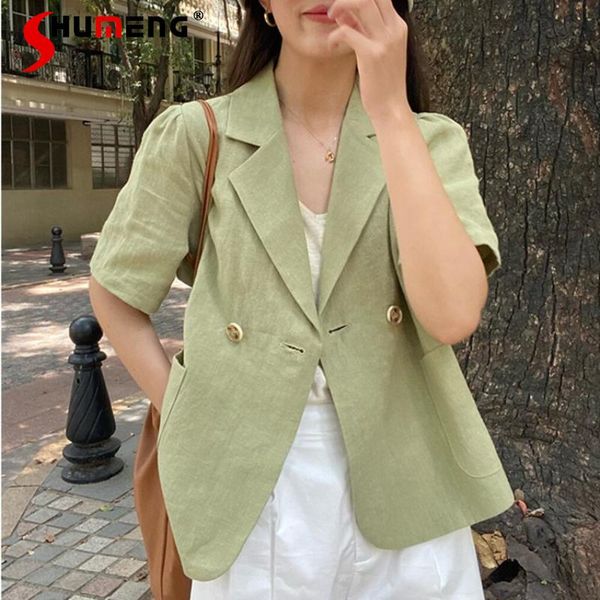 women's suits & blazers loose suit collar linen short sleeve blazer for women 2021 french summer thin woman puff coat, White;black
women's suits & blazers loose suit collar linen short sleeve blazer for women 2021 french summer thin woman puff coat, White;black