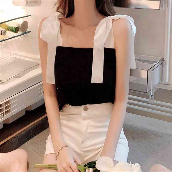 ribbon bow sling blouse womens cami summer style temperament outer wear all-match short slim waistcoat camisole, White
ribbon bow sling blouse womens cami summer style temperament outer wear all-match short slim waistcoat camisole, White