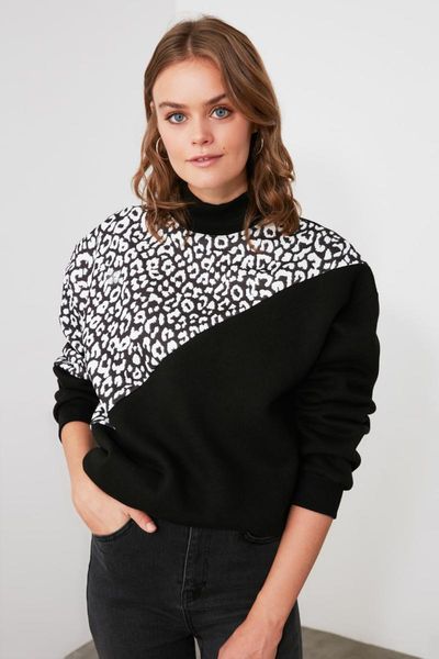 women's hoodies & sweatshirts trendyol leopard print sheer neckline knitted sweatshirt twoaw21sw0823, Black
women's hoodies & sweatshirts trendyol leopard print sheer neckline knitted sweatshirt twoaw21sw0823, Black