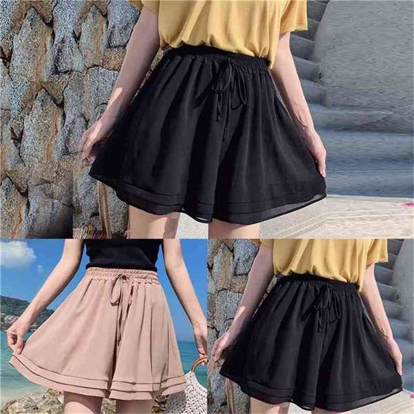 summer women chiffon shorts loose boho solid high waist casual black pink 210722, White;black
summer women chiffon shorts loose boho solid high waist casual black pink 210722, White;black
